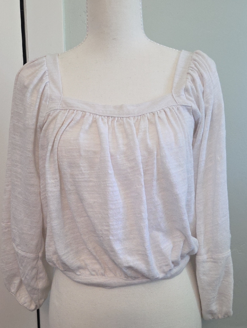 Free People White Square-Neck Peasant Top